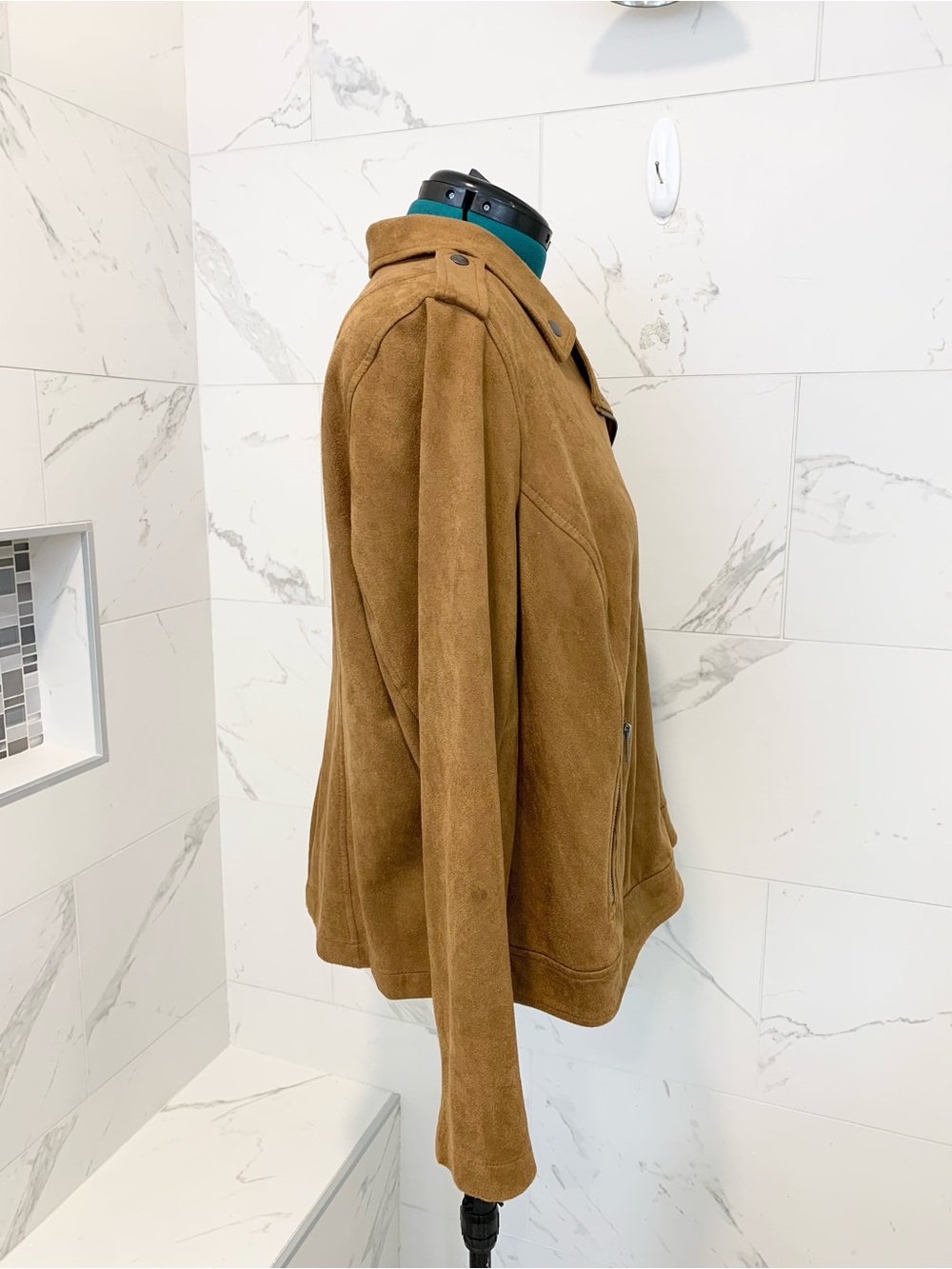 Style & Co. Plus-Size Suede Moto Jacket in Cognac 2X - Picture 10 of 16